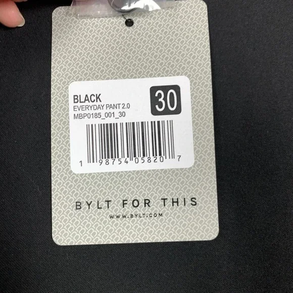 BYLT Everyday Pant 2.0 Men's 30 x 30 Black Slim Fit Elite+ Wrinkle Free NWT $128